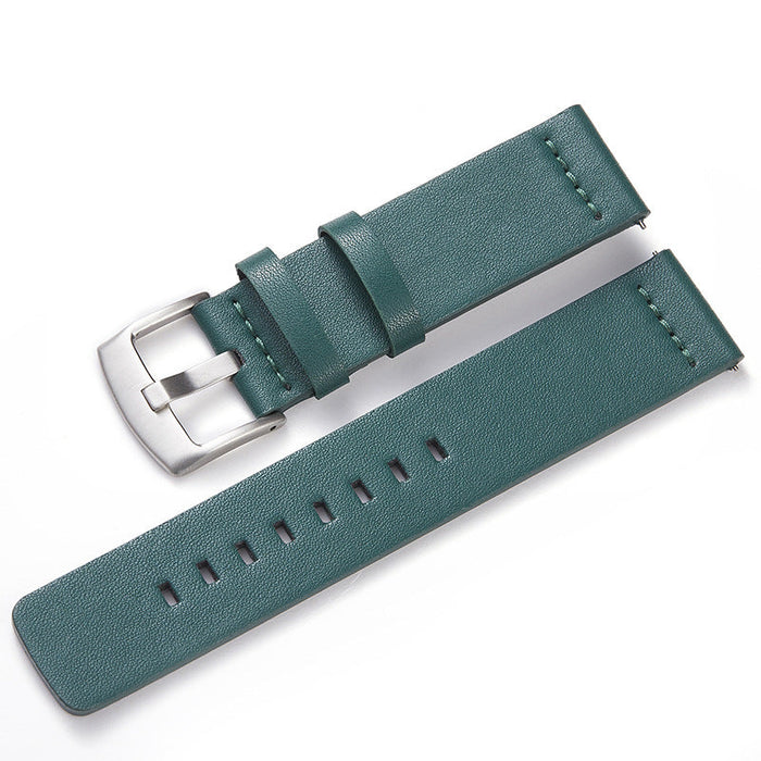 green-silver-buckle-ticwatch-5-pro-watch-straps-nz-leather-watch-bands-aus