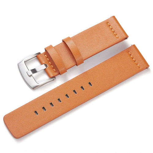 orange-silver-buckle-ticwatch-pro-3-pro-3-ultra-watch-straps-nz-leather-watch-bands-aus