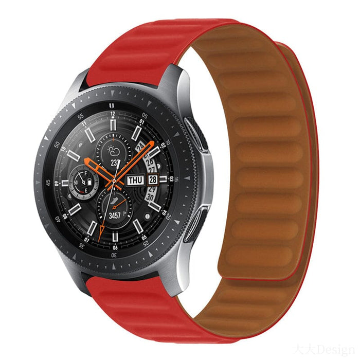 red-samsung-galaxy-watch-5-pro-(45mm)-watch-straps-nz-magnetic-silicone-watch-bands-aus