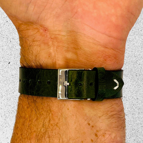 green-samsung-galaxy-watch-5-(40-44mm)-watch-straps-nz-vintage-leather-watch-bands-aus